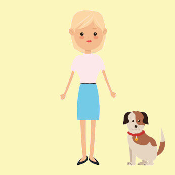 سيدة عاملة مع كلب واحد