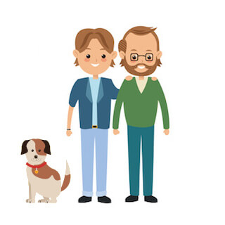 Couple with small dog