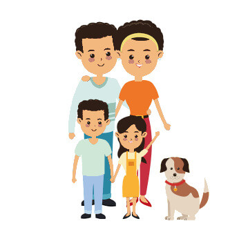 عائلة أمريكية صينية مكونة من أربعة أفراد (طفل صغير × طفل رضيع)